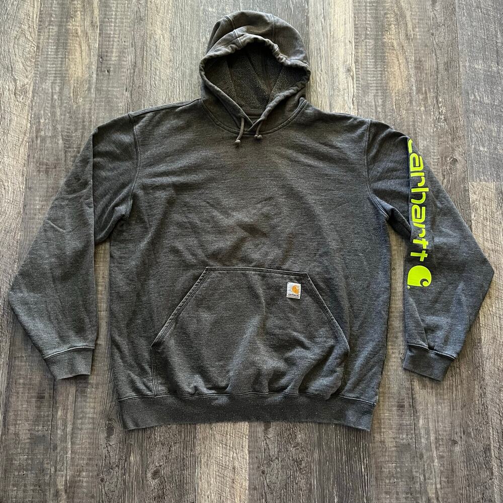 Carhartt K288 Gray Logo Hoodie Men's Large Original Fit Pullover